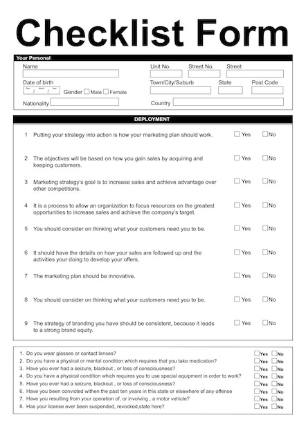 Illustration of checklist form