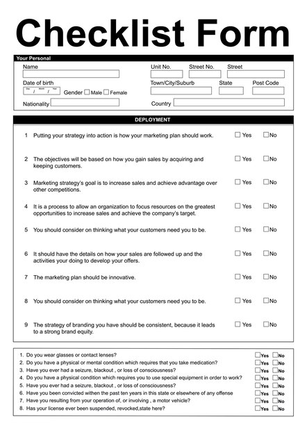 Illustration of checklist form