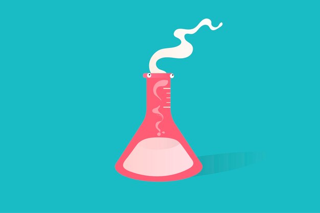 Illustration of chemical flask icon on blue background