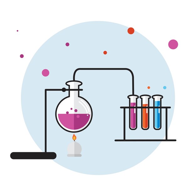 Illustration of chemistry laboratory instruments set