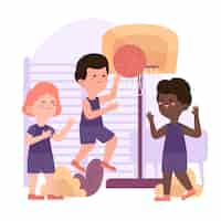 Free vector illustration of children in physical education class