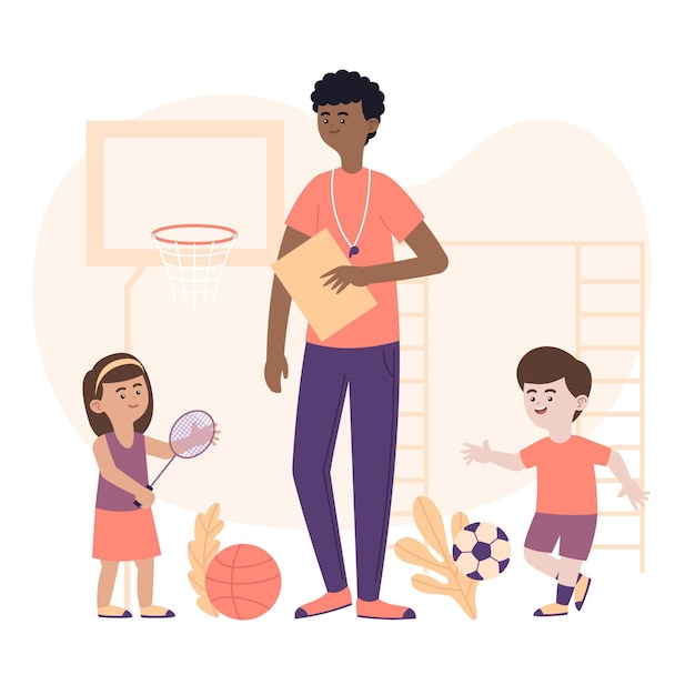 Free vector illustration of children in physical education class