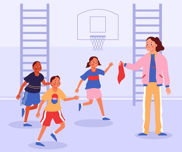 Illustration of children in physical education class