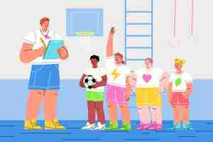 Free vector illustration of children in physical education class