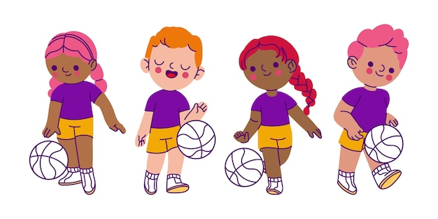 Illustration of children in physical education class