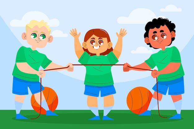 Free vector illustration of children in physical education class