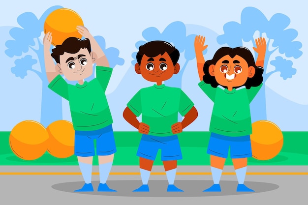 Illustration of children in physical education class