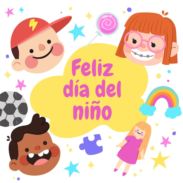 スペイン語での子供の日のお祝いのイラスト