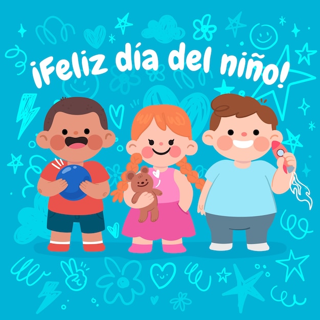 스페인어로 된 어린이날 축하 삽화