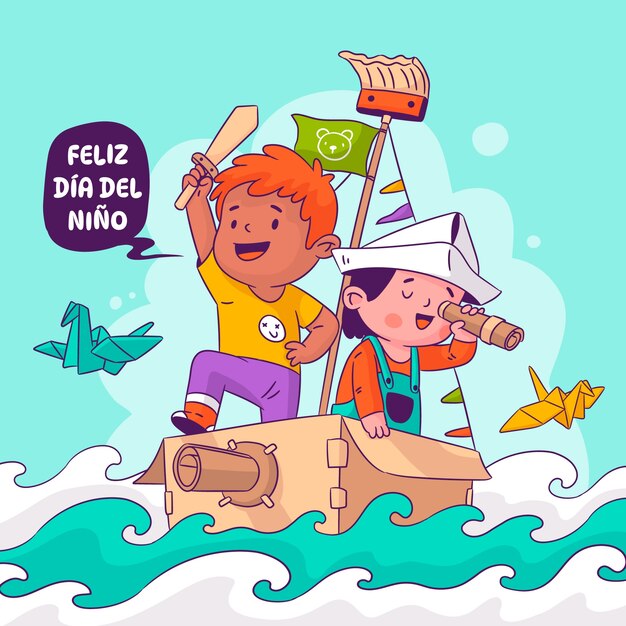스페인어로 된 어린이 날 축하 삽화