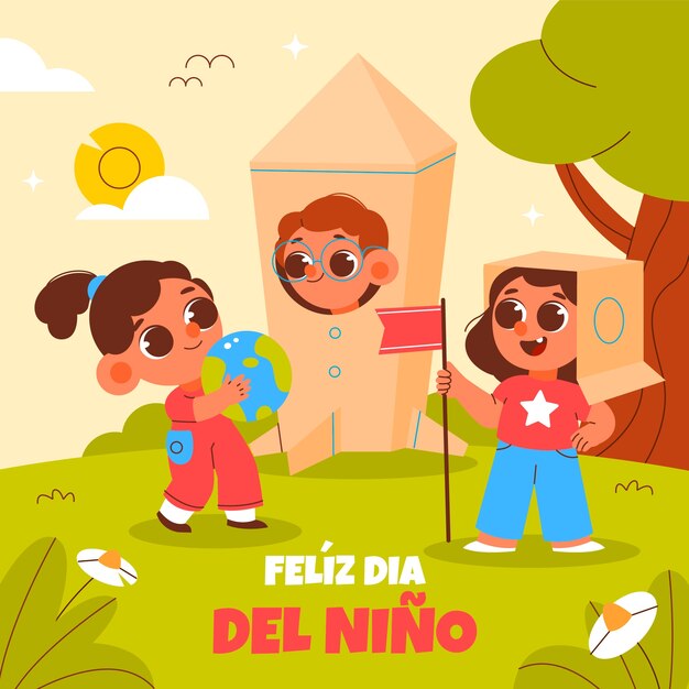 Illustration for childrens day celebration in spanish