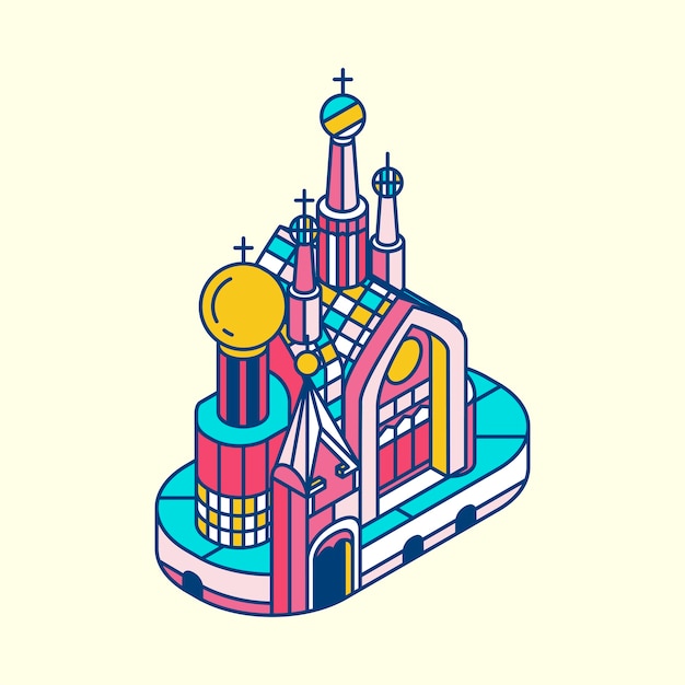 Illustration of church of the savior on blood russia