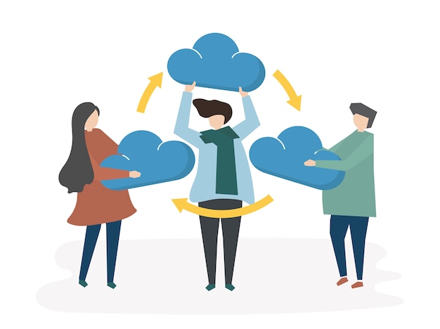 Free vector illustration of cloud network sharing concept