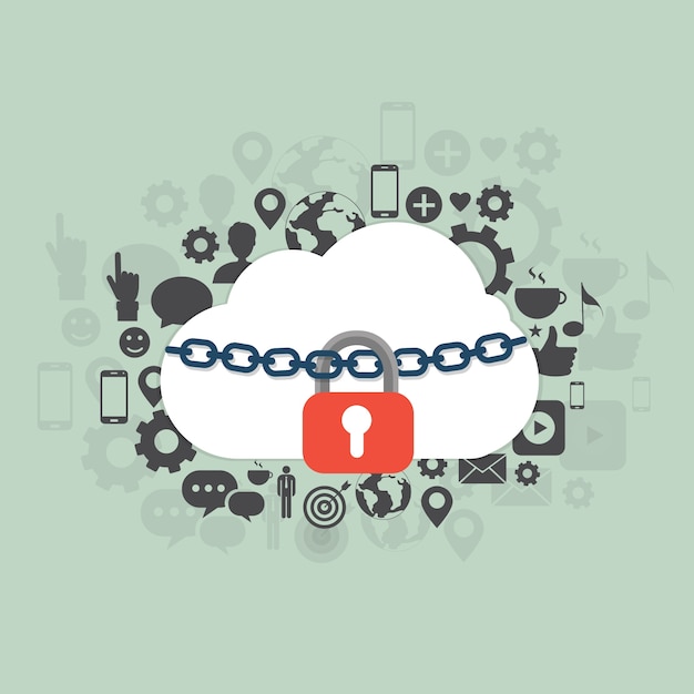 Illustration of cloud security Free Vector