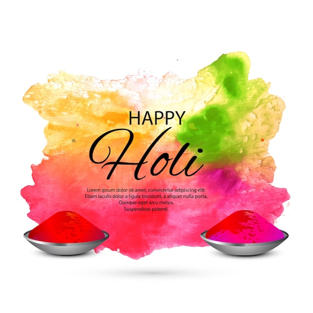 Illustration of colorful happy holi background for festival of colors celebration