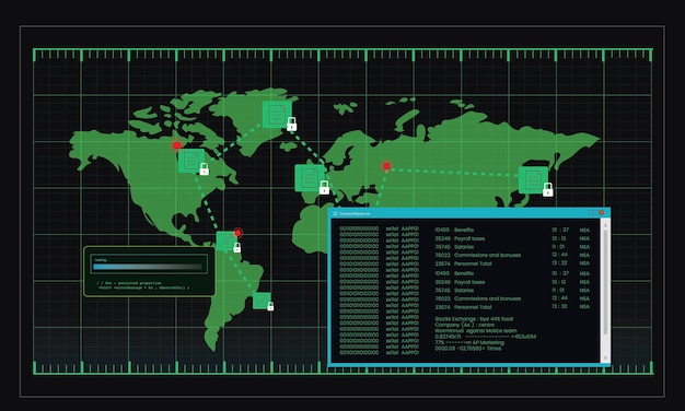 Illustration of computer hacking code