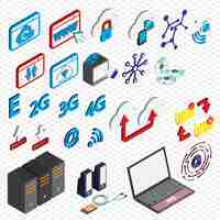 Free vector illustration of computer icons set concept in isometric graphic