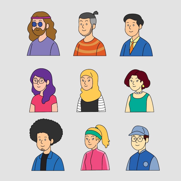 Concetto dell'illustrazione con gli avatar della gente