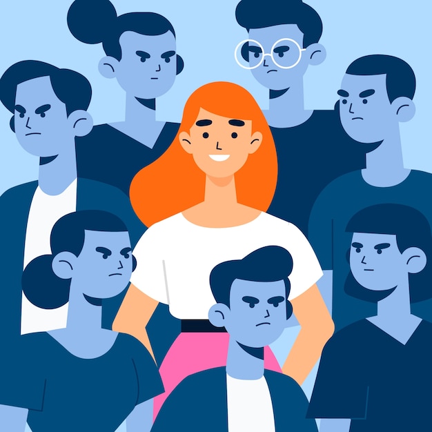 Free vector illustration concept with smiling person in crowd