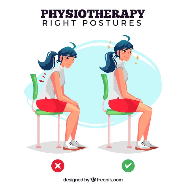 Free vector illustration of correct and incorrect posture to sit