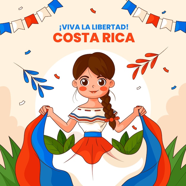 코스타리카 독립 기념일 축하 삽화