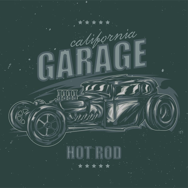 Free vector illustration of custom hot rod