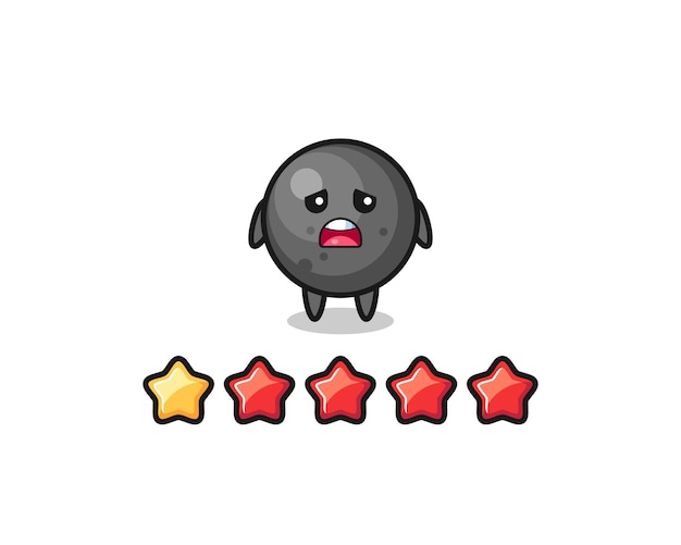 The illustration of customer bad rating cannon ball cute character with 1 star