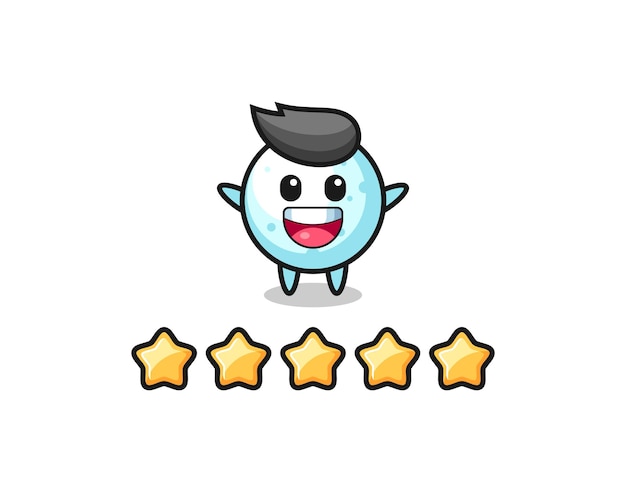 The illustration of customer best rating, snow ball cute character with 5 stars , cute style design for t shirt, sticker, logo element