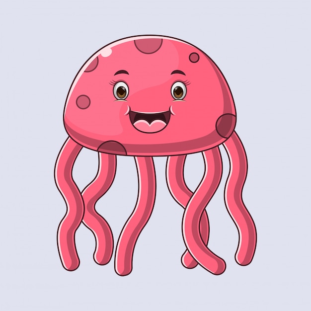 イラストかわいいクラゲの漫画のキャラクター プレミアムベクター