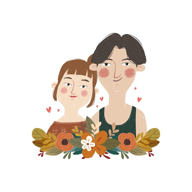 Premium Vector | Illustration of cute loving couple cute face design