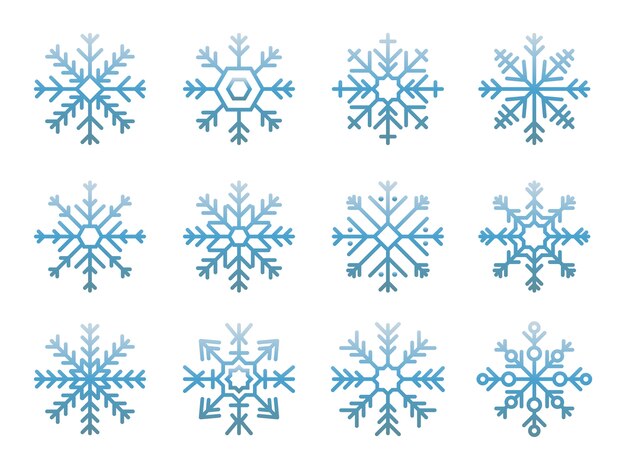 Illustration of cute snowflake icons