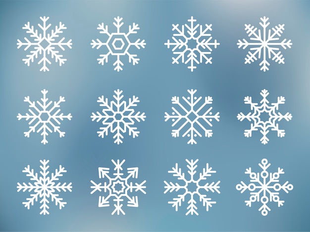 Illustration of cute snowflake icons Free Vector
