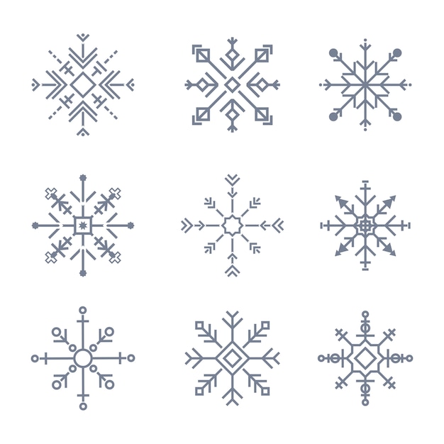 Free vector illustration of cute snowflake icons