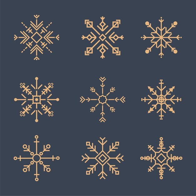 Illustration of cute snowflake icons