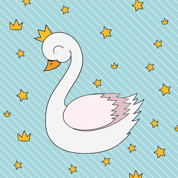 Free vector illustration of cute white swan princess