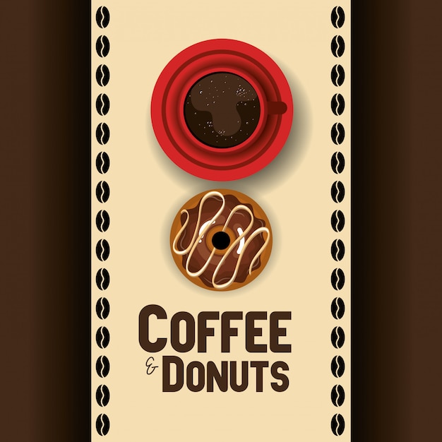 Free vector illustration of delicious coffee cup and donuts