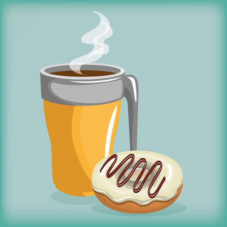 Free Vector illustration of delicious coffee cup and donuts