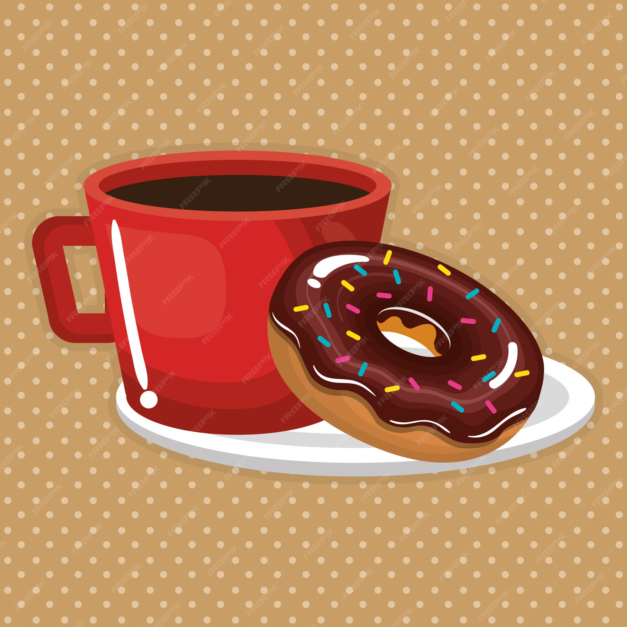 Cute Coffee Cup Donut Cartoon Illustration Stock Vector (Royalty Free)  1962068293