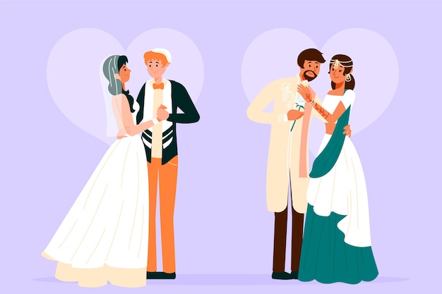 Illustration design with wedding couples