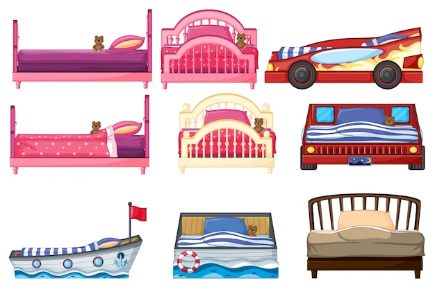 Free vector illustration of different bed design