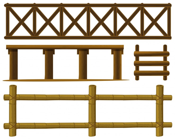 Free Vector illustration of different design of fences