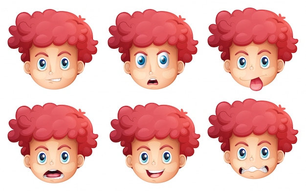 Free vector illustration of the different facial expressions on a white background