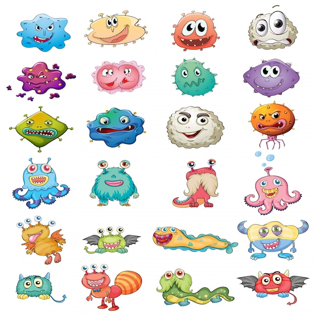 Free vector illustration of different monsters