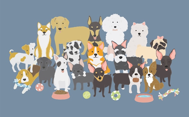 Vettore gratuito illustrazione della collezione di cani