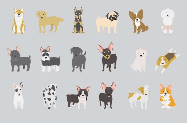 Illustration of dogs collection