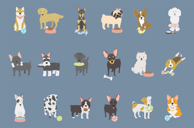 犬のコレクションのイラスト