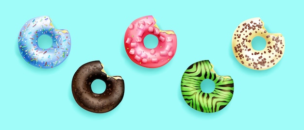 Illustration of donuts in top view