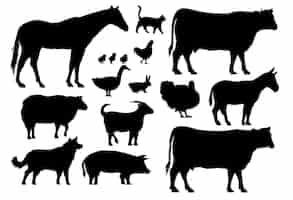 Free vector illustration drawing style of farm animals collection