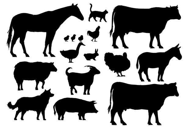 Иллюстрация стиля рисунка коллекции сельскохозяйственных животных