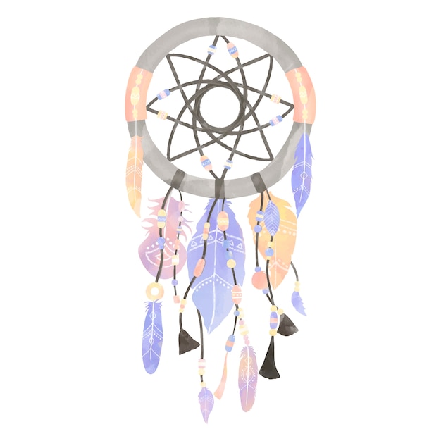 Illustrazione di dreamcatcher decorato con piume